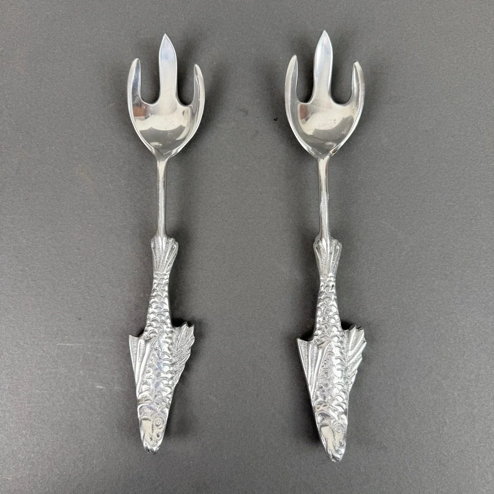 Vintage Fish Serving Forks Seafood/salad Aluminum Utensils set of 2